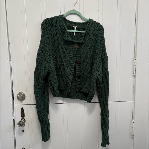 Free People Sweaters - Free People Forest Green Cable Knit Cardigan